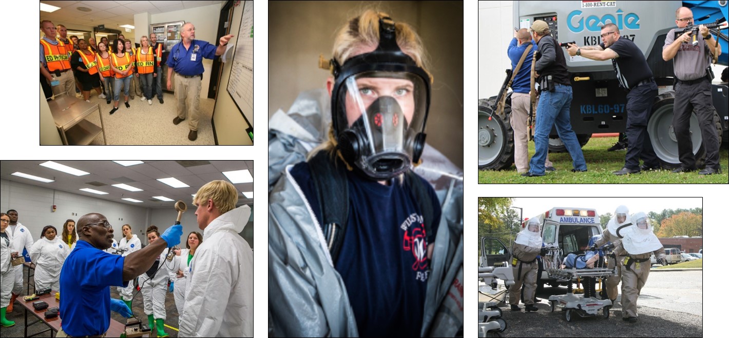 A montage featuring first responders of all disciplines