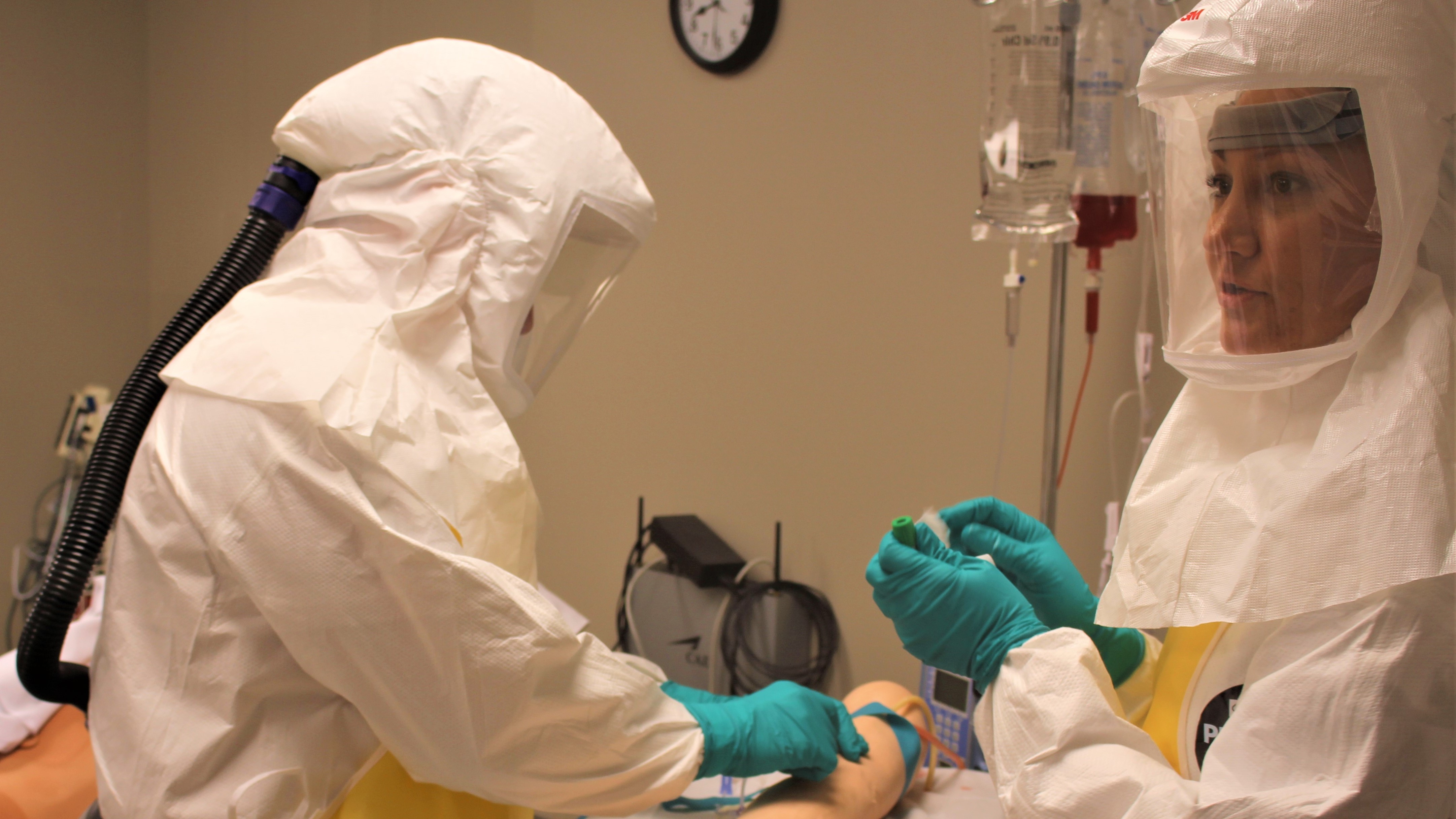 Students care for patient during Highly Infectious Disease Theme Week.