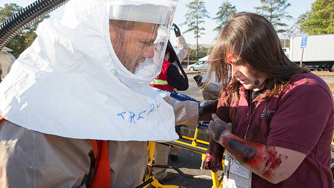 Students training.