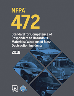 Cover image of the 2018 N F P A Standard for Competence of Responders to Hazardous Materials/weapons of mass destruction incidents 472 document.