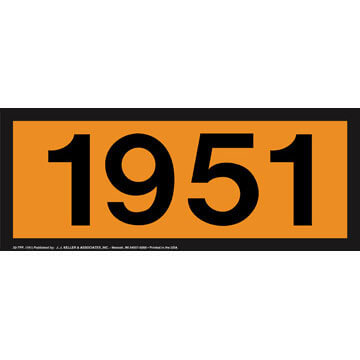 Image of a orange rectangle with a black border. Inside the rectangle are the numbers 1951 in black.