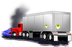Truck with radioactive placard on it collided with a car