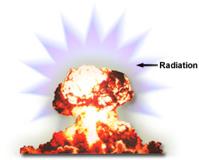 Mushroom cloud emitting radiation