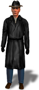 Person wearing overcoat, hat, pants, and boots