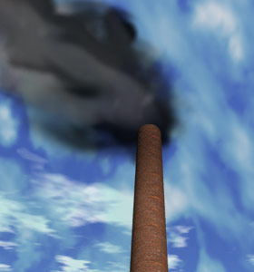 Smoke coming out of a stack at a coal burning plant